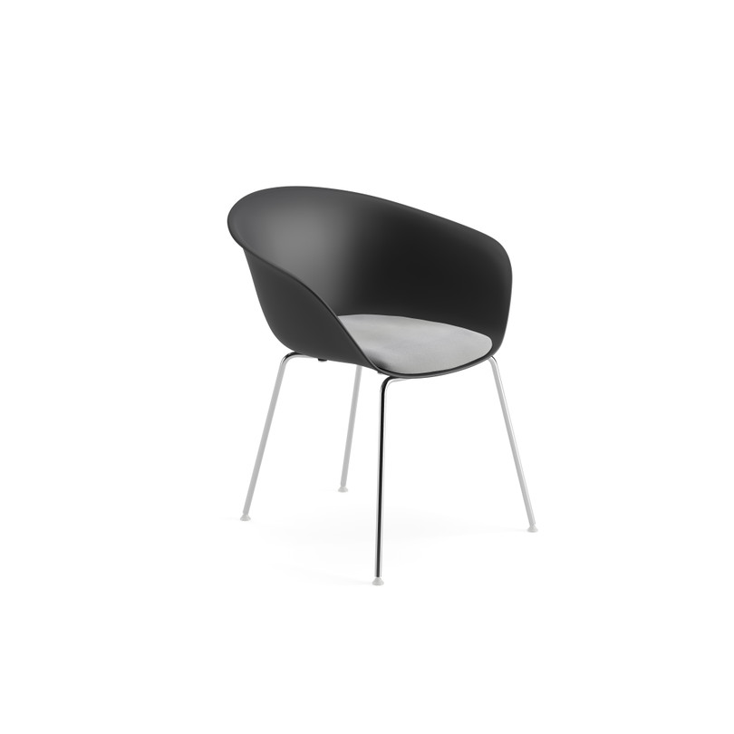 Duna 02 chair on stem with armrests and steel legs | Arper GB